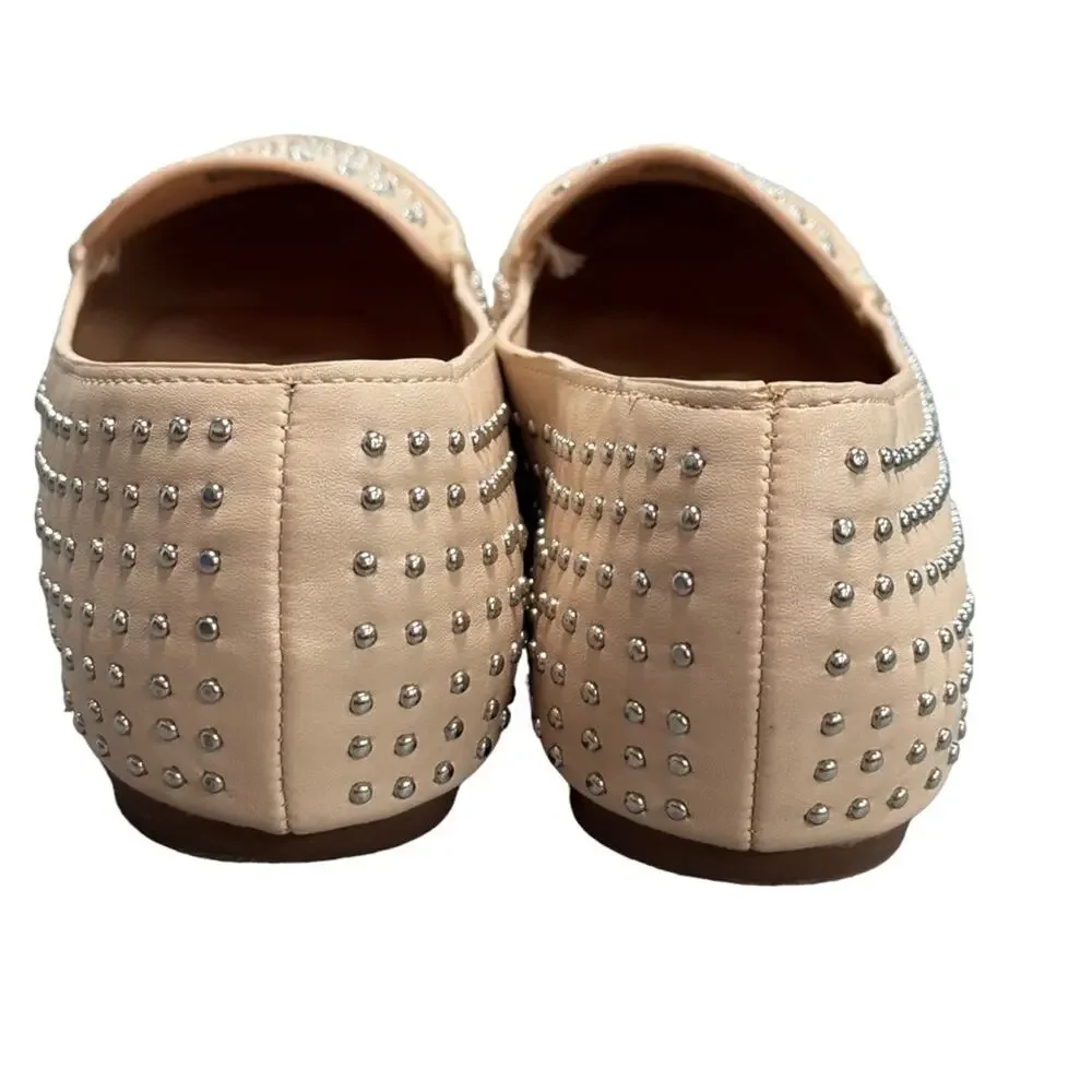 Chase + Chloe Beige Studded Pointed Toe Faux Leather Slip On Flats Size 6 - Picture 5 of 10